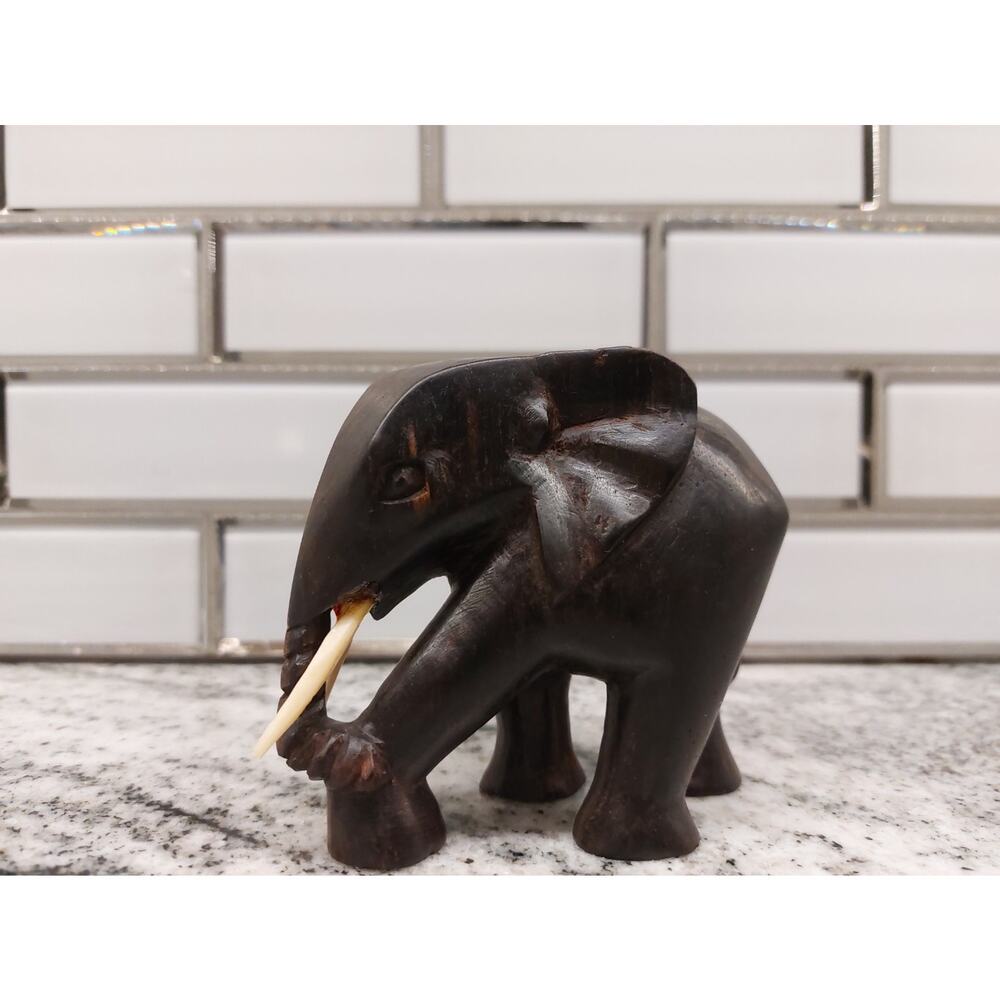Vintage 1950's African Elephant Carving Approximately 3" Tall by 3-1/2" Wide